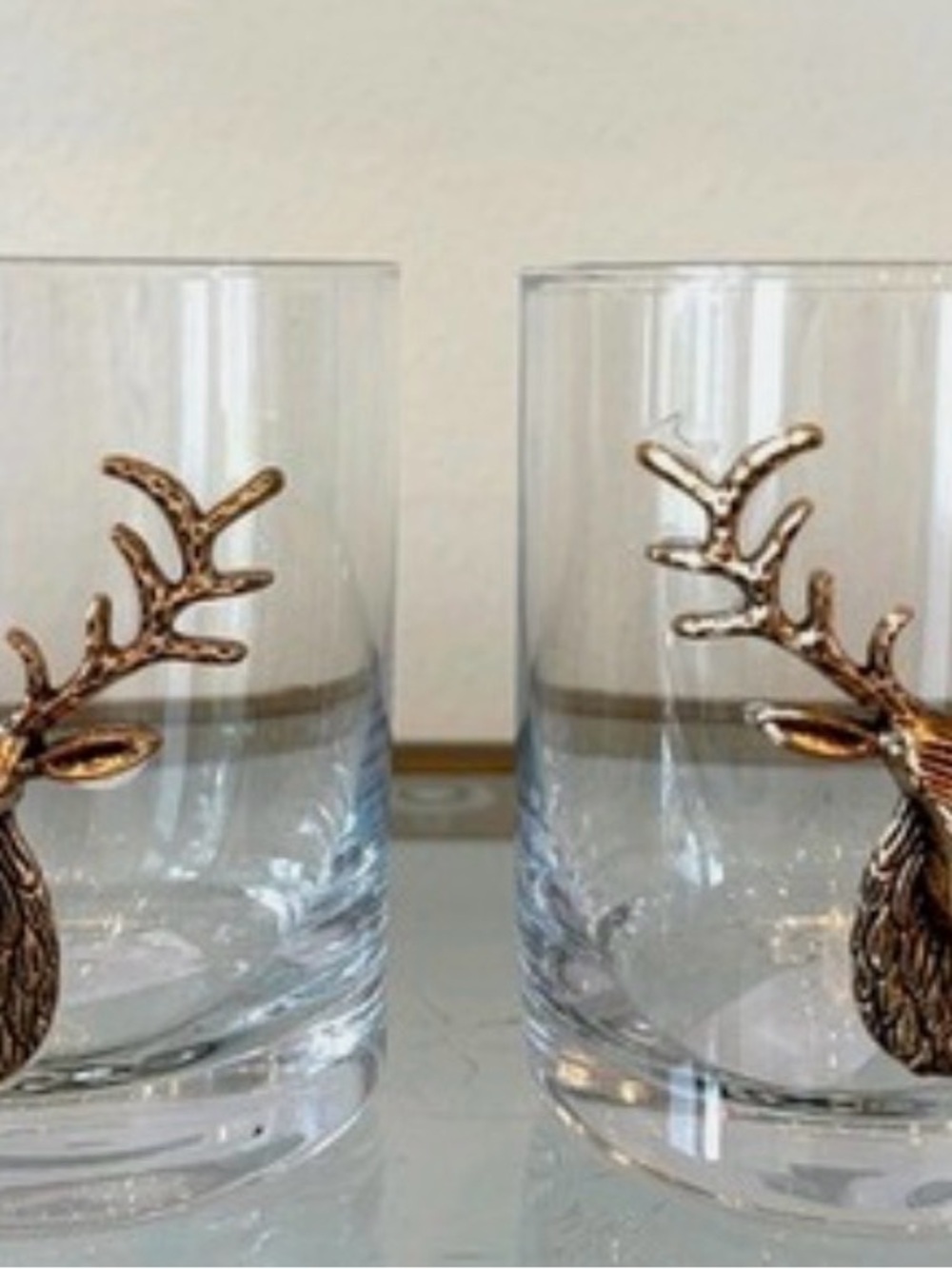 8 Brass Stag Deer Old Fashioned Whiskey Glasses 12oz. Holiday Cocktail